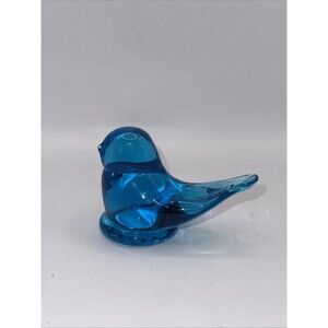 Leo Ward Art Glass 2013 Signed Bluebird Of Happiness 3.5" L 2.5” T W/bubbles